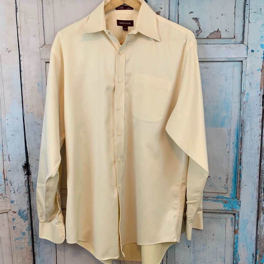 Nordstrom Button Down Cream Dress Shirt Size 16-35